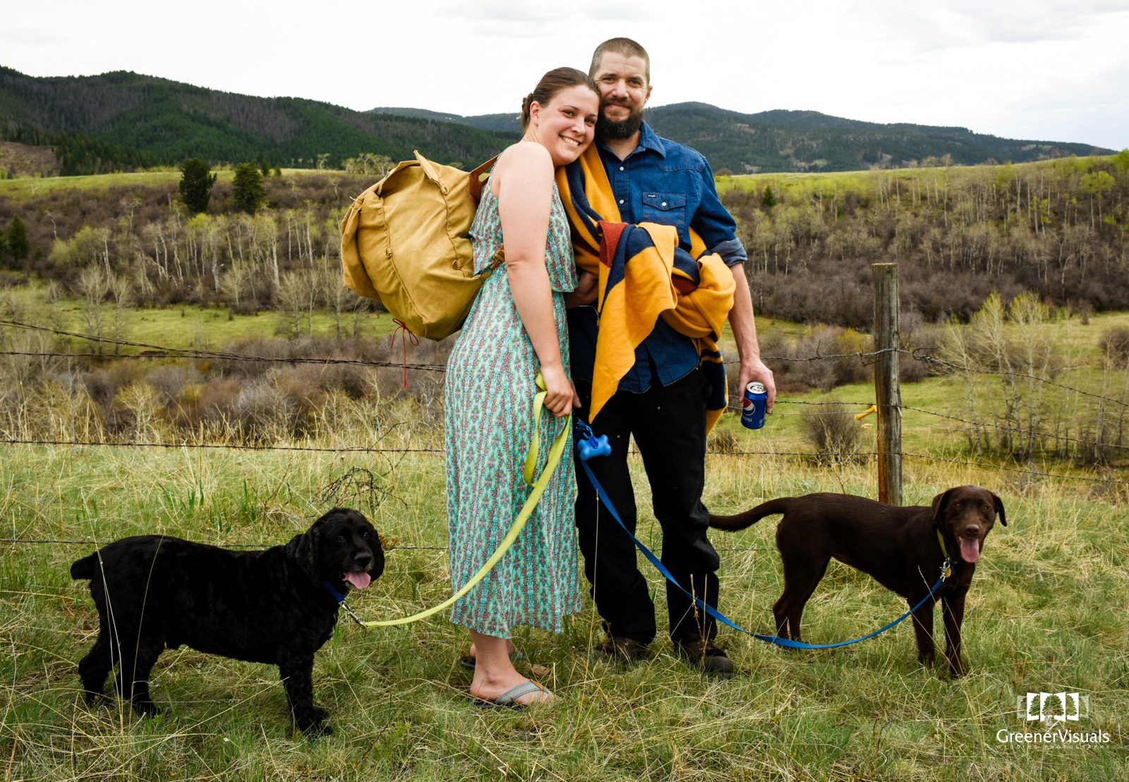 engaged-couple-with-black-dogs-during-Triple-Tree-Trail-Engagement