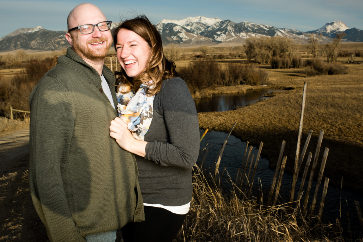 laughing-couple-Ennis-Montana-Engagement-Photos