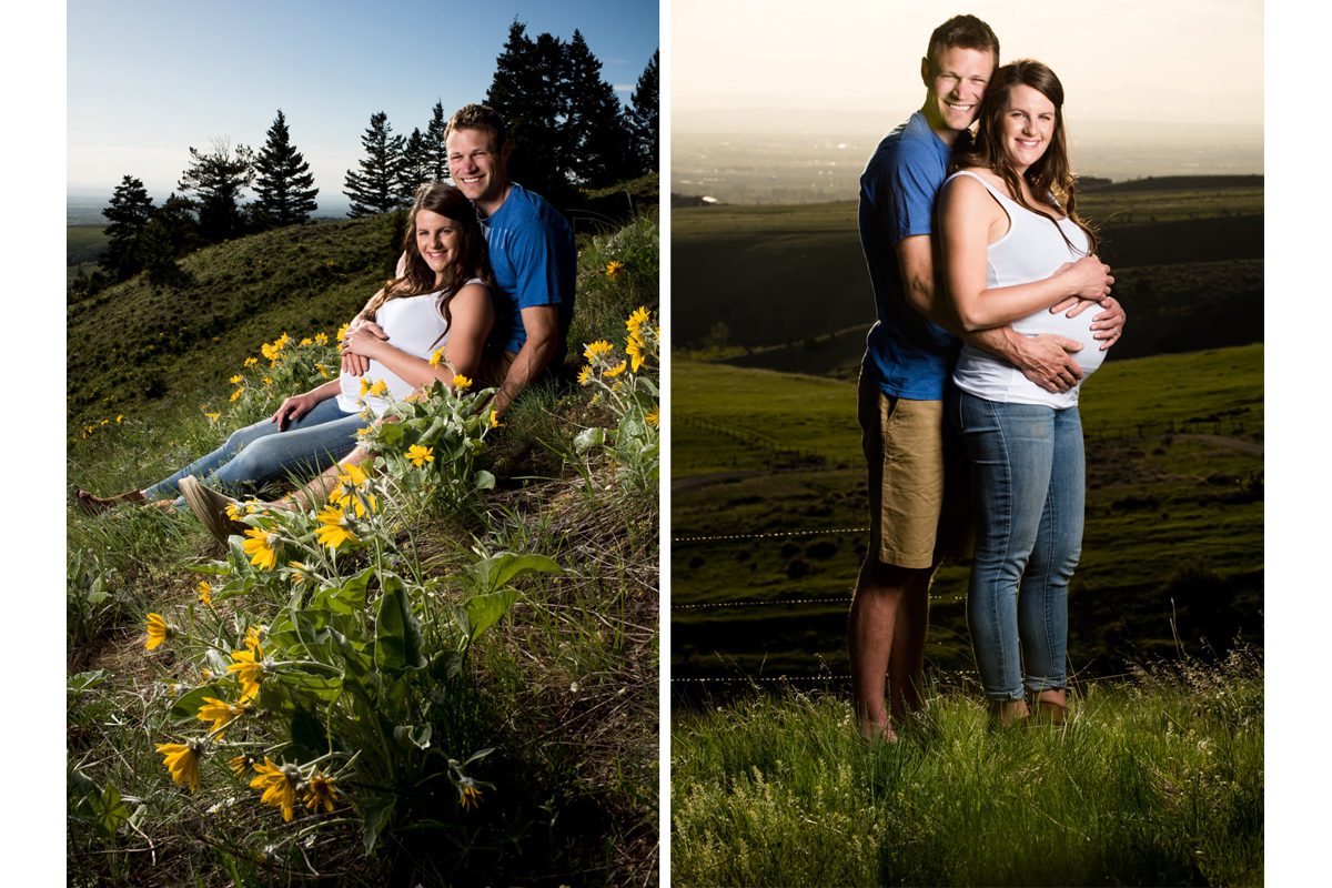 expecting-couple-M-Trail-sunset-during-their-Bozeman-Maternity-Family-Portraits-session