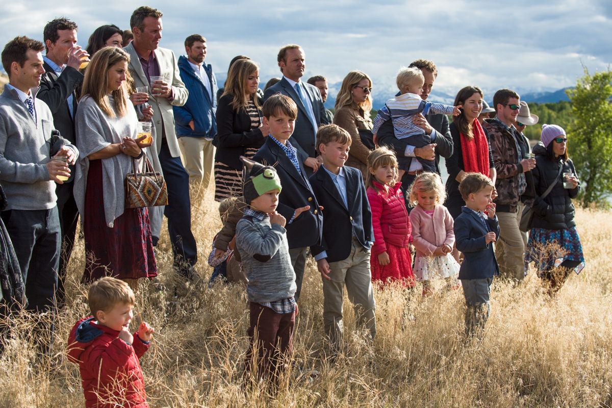 Paradise Valley Montana Wedding ceremony guests yellowstone river