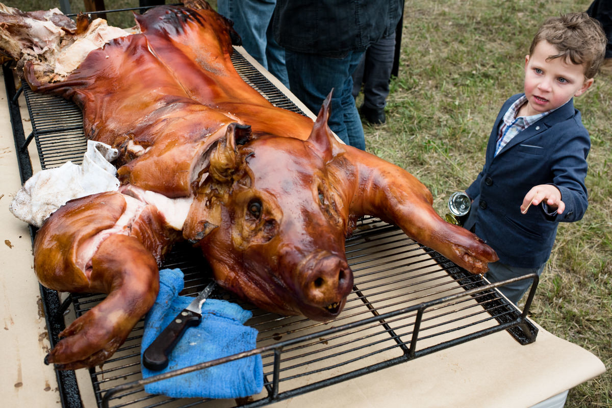 Paradise Valley Montana Wedding reception pig roast