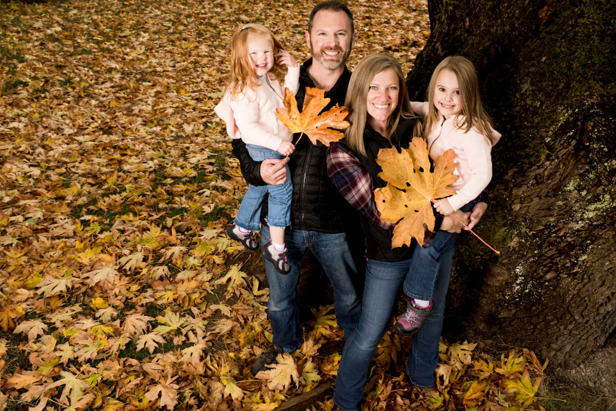 Bellingham Washington Family Portrait Session Fall Leaves