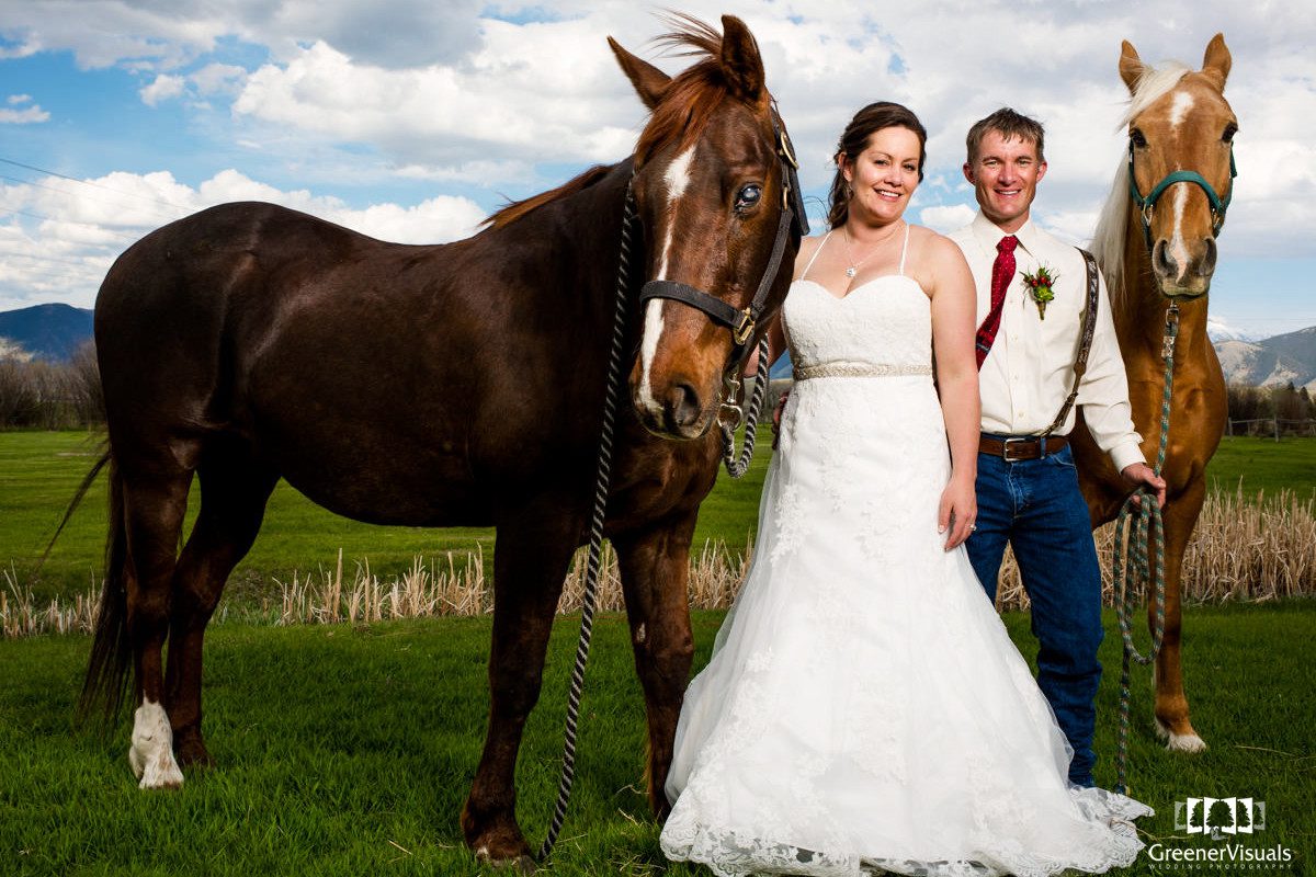 Ennis Montana Wedding Couple Portrait horses