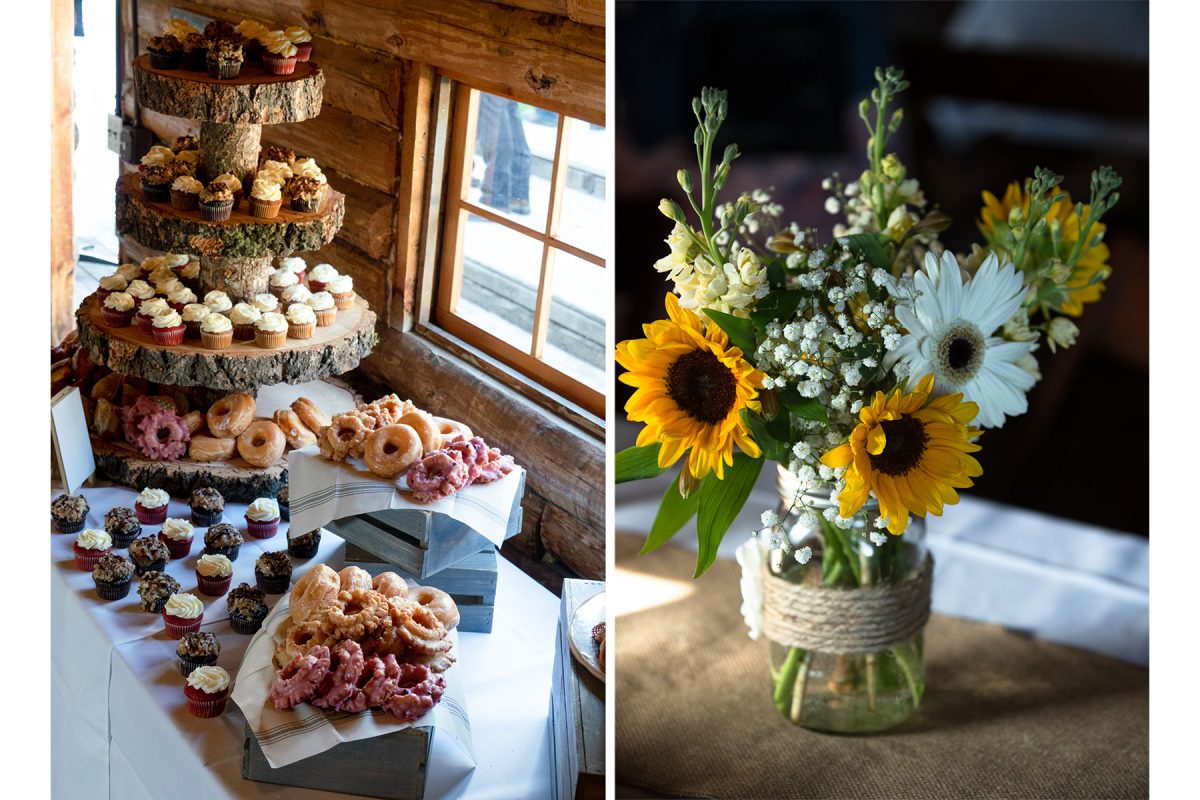 donuts-and-yellow-flowers-at-Springhill-Pavillion-mountain-wedding