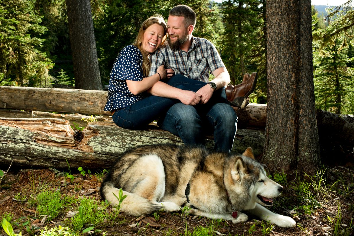 Bozeman Engagement Photographer Hyalite Canyon couple with dog