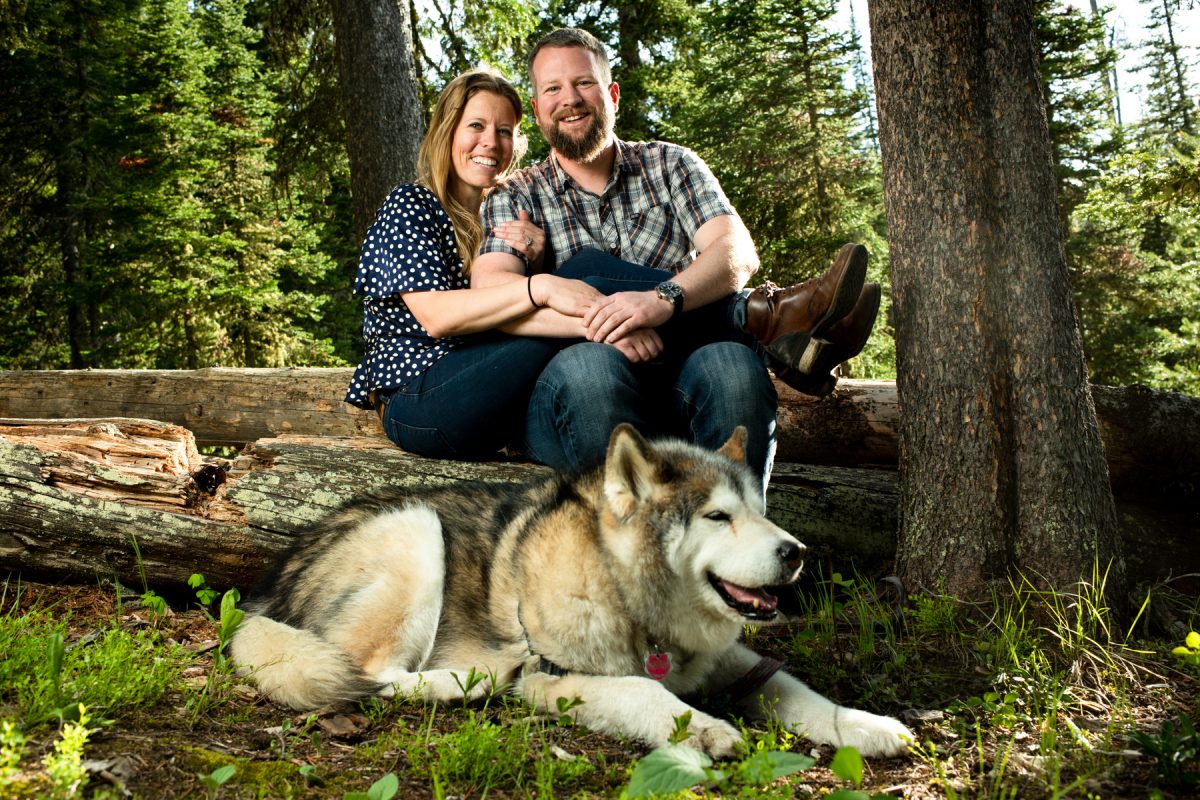 Bozeman Engagement Photographer Hyalite Canyon couple with dog