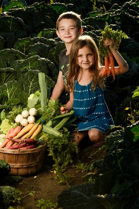 Bozeman Portrait Photography Gallatin Valley Botanical Farm kids veggies