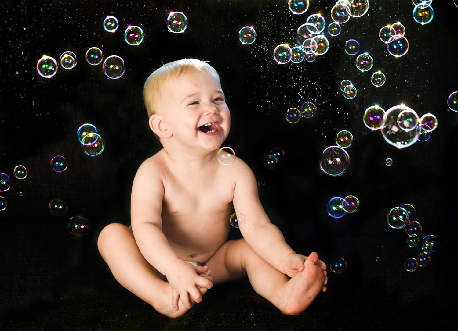 Montana Portrait Photography baby laughs at Bubbles