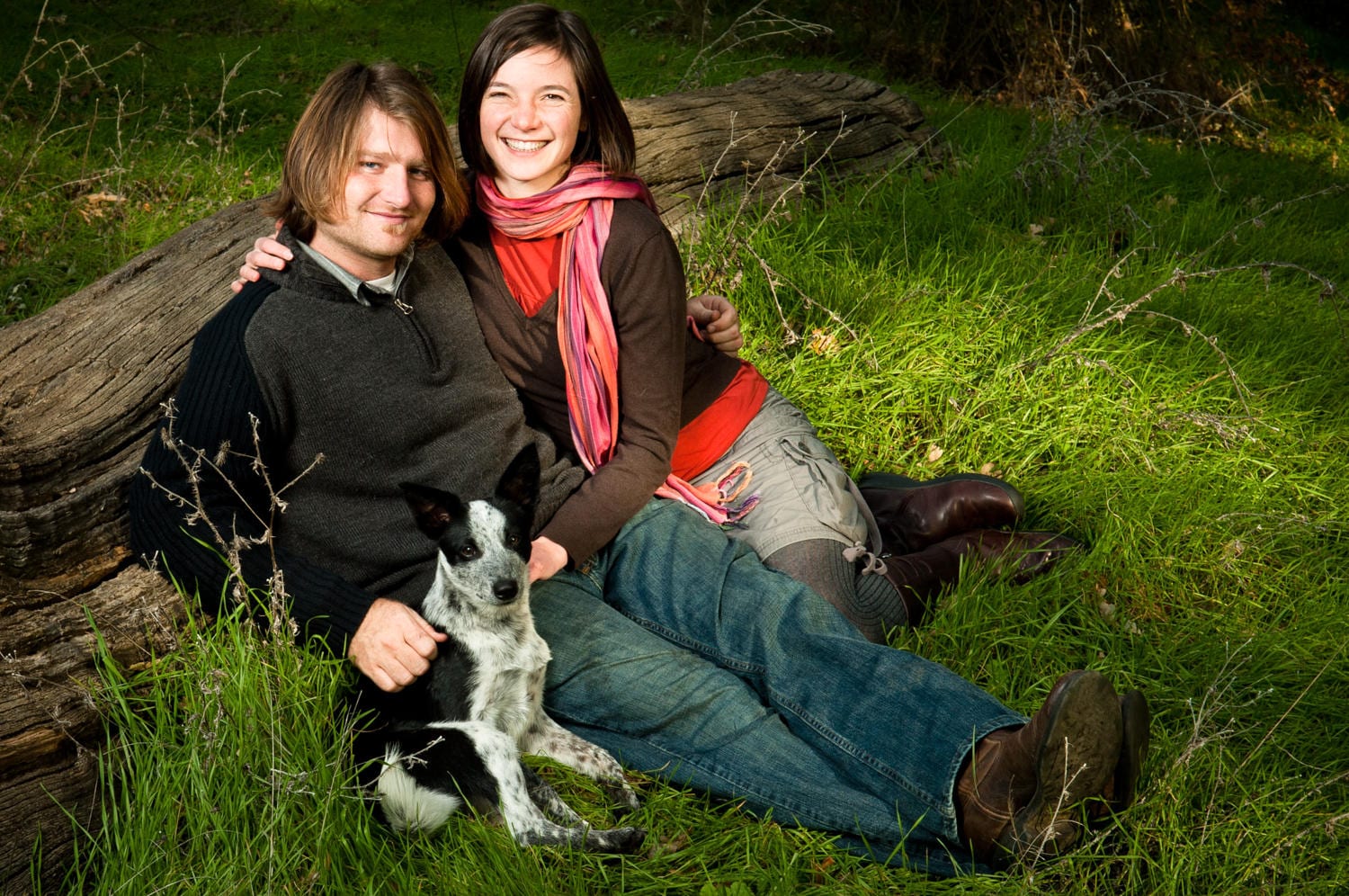 Montana Portrait Photography couple with pet on grass