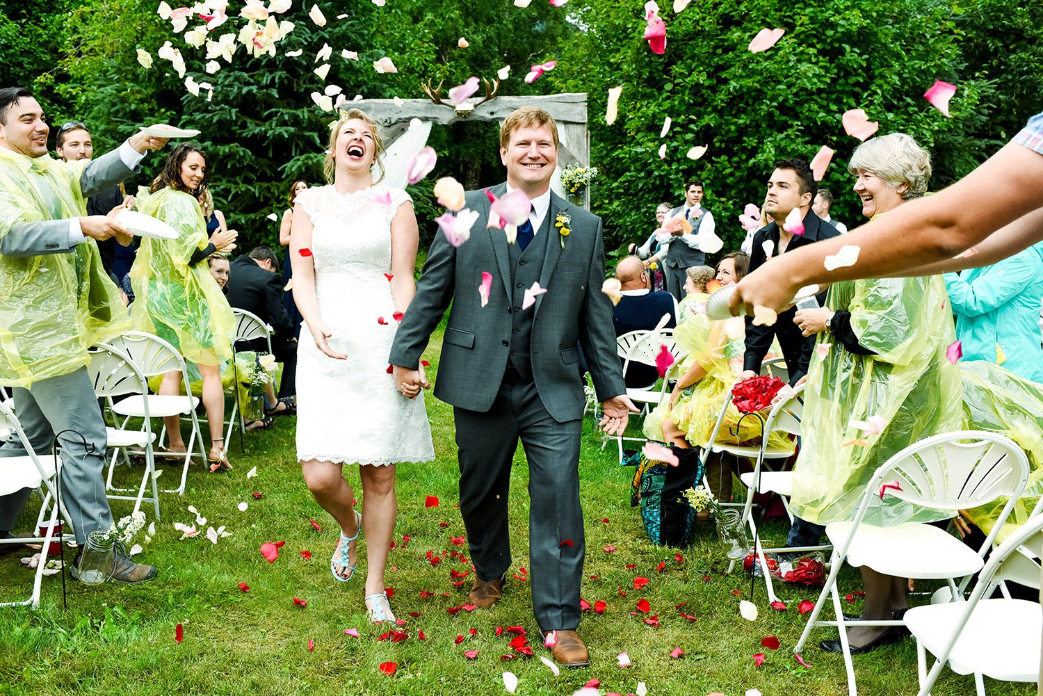Alaska Wedding Photographer just married flower walk