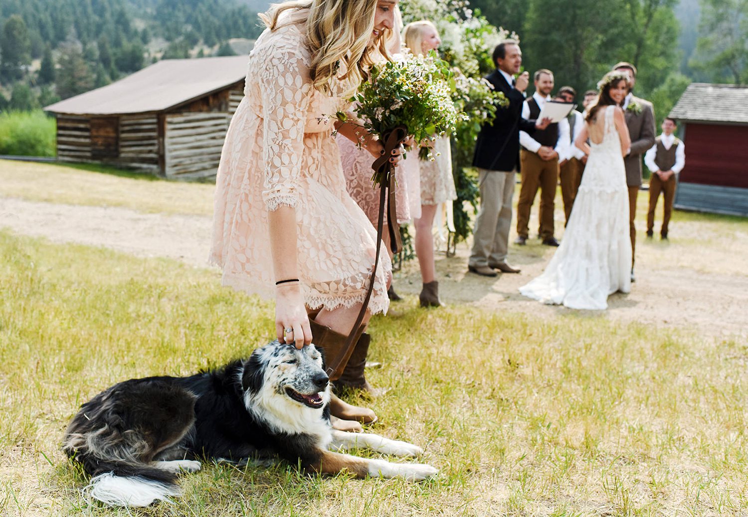 Bozeman Wedding Photographer Virginia City wedding ceremony dog