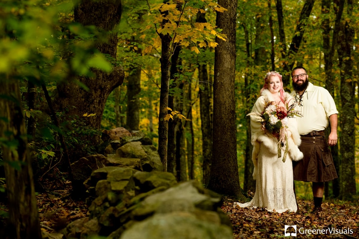 bride-and-groom-stand-in-Connecticut-woods-2019-Best-of-Wedding-Photography