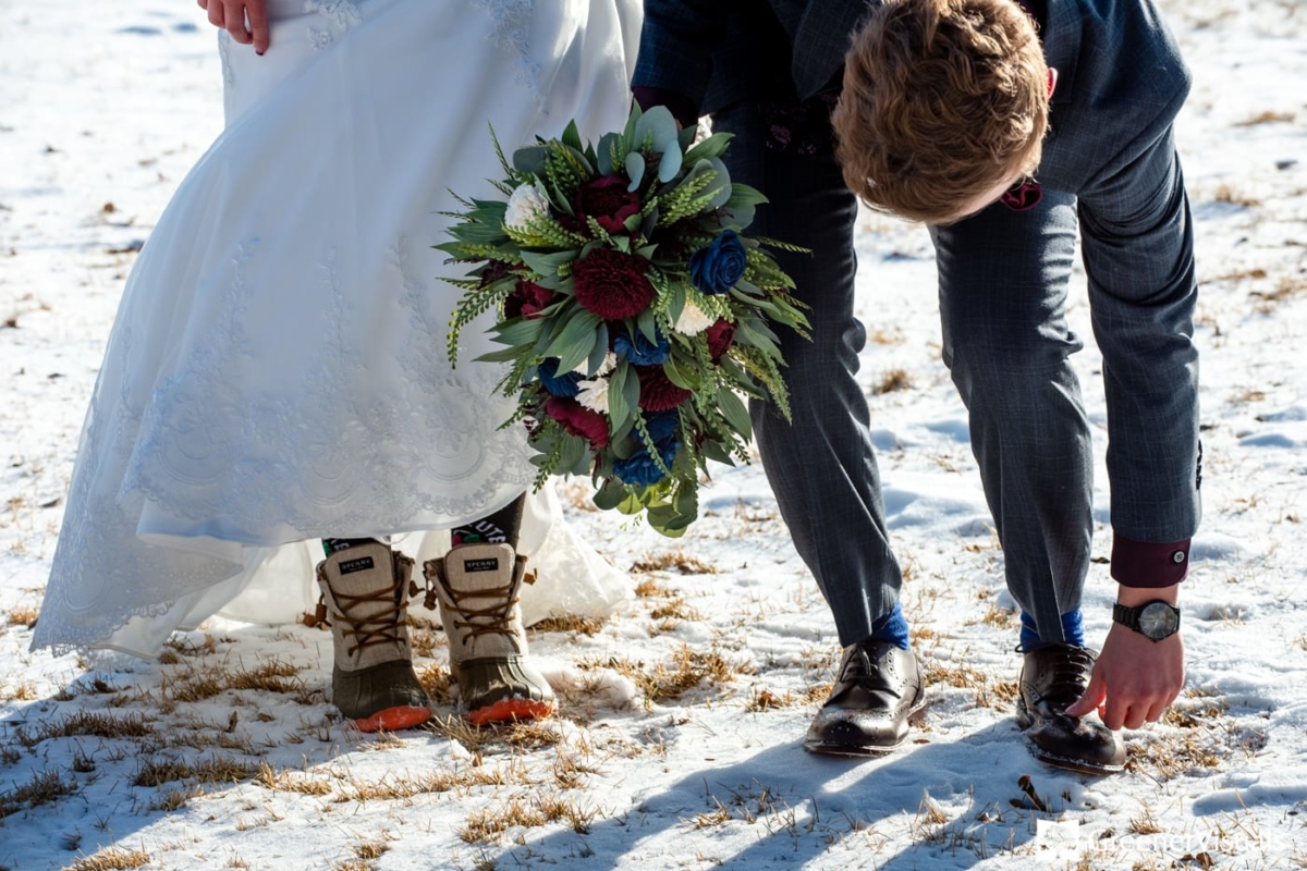 Wedding Boots Gallatin River Lodge Winter Wedding