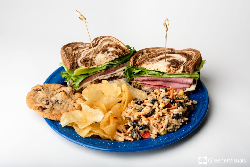 Ham-sandwich-on-blue-plate-Cravins-Adventure-lunches