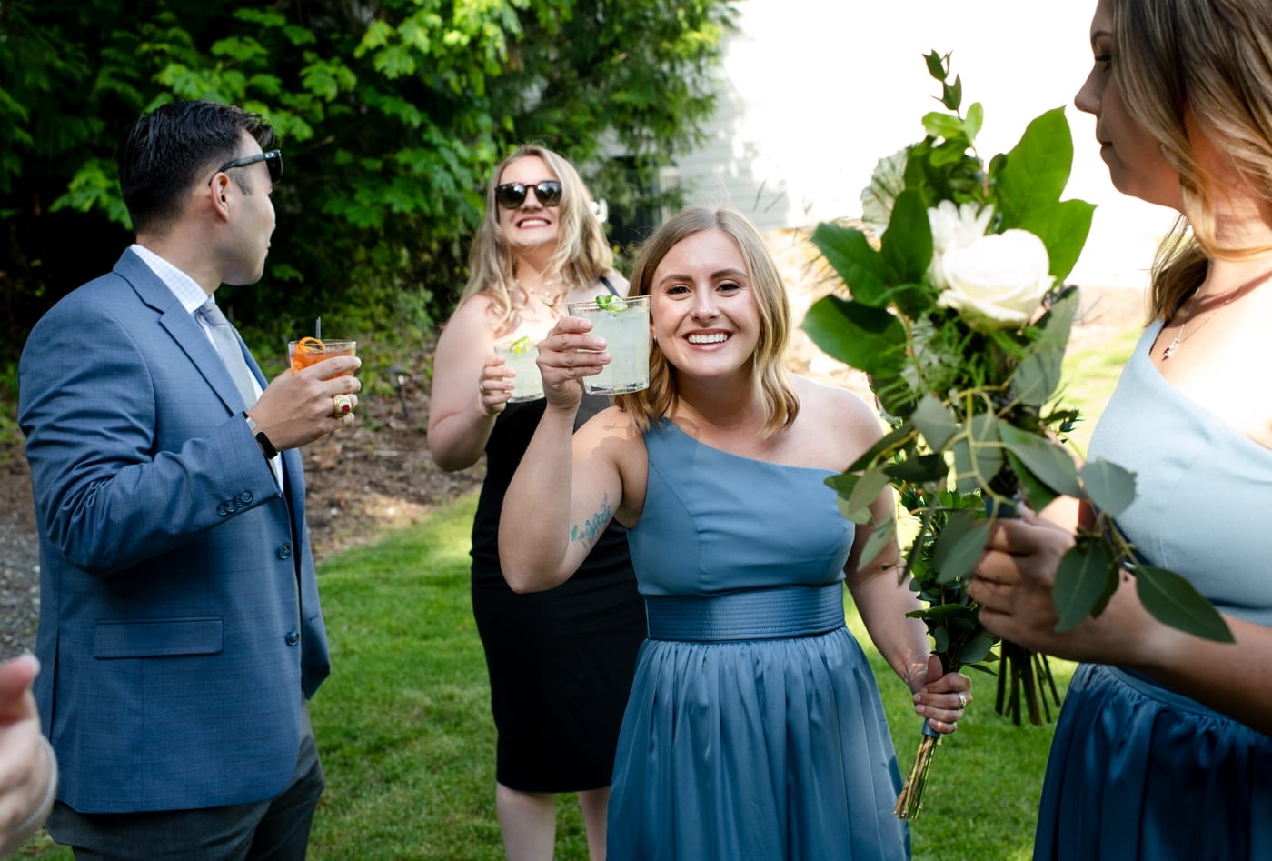 Cheers-Wedding-Guests-Trinity-Tree-Farm-Wedding-Photos-Greener-Visuals