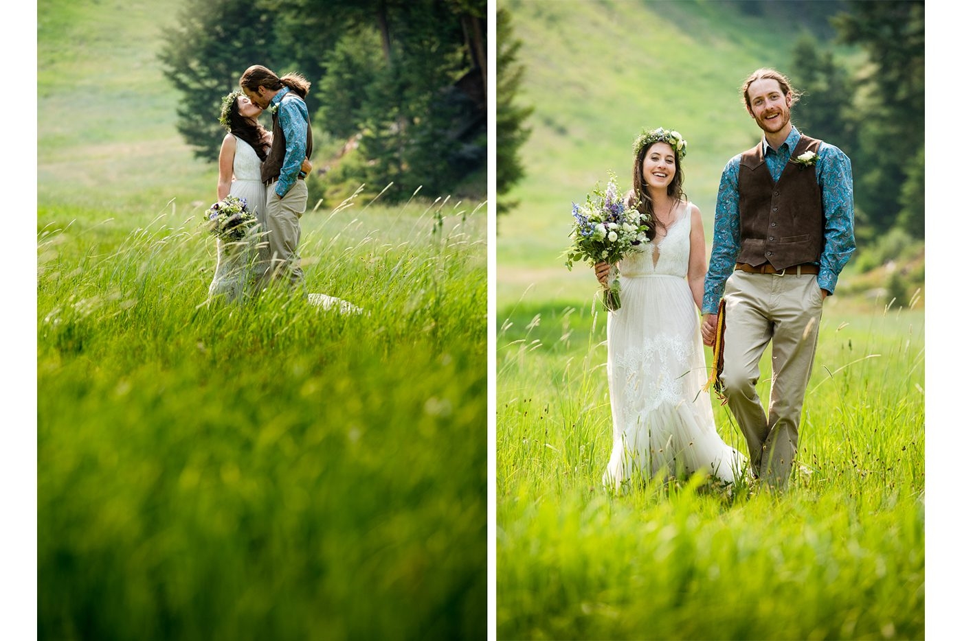 bride-groom-kiss-grass-field-at-maverick-mountain