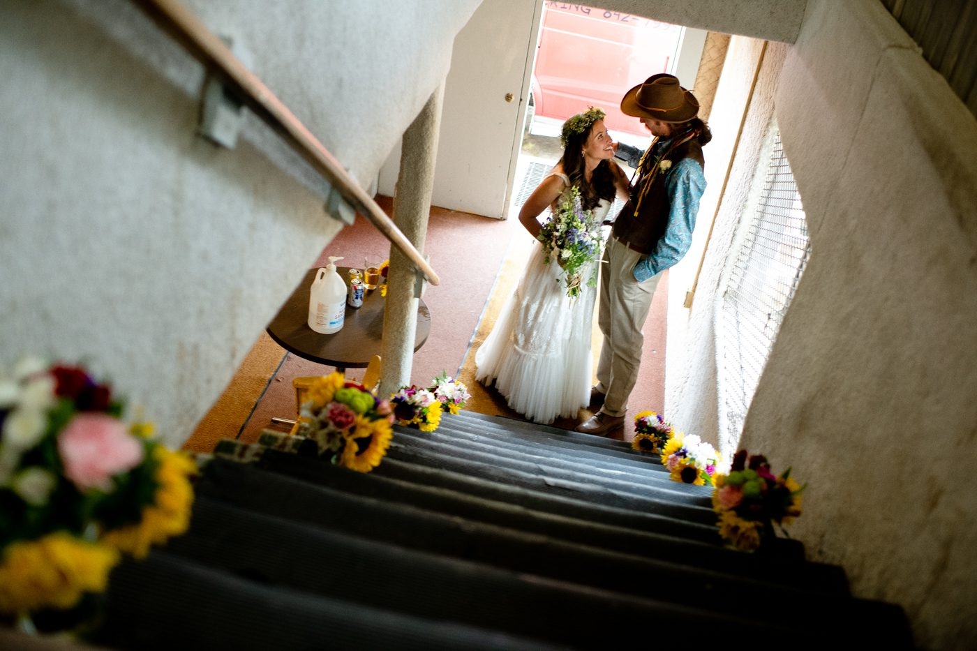 flowers-on-maverick-mountain-lodge-stairs