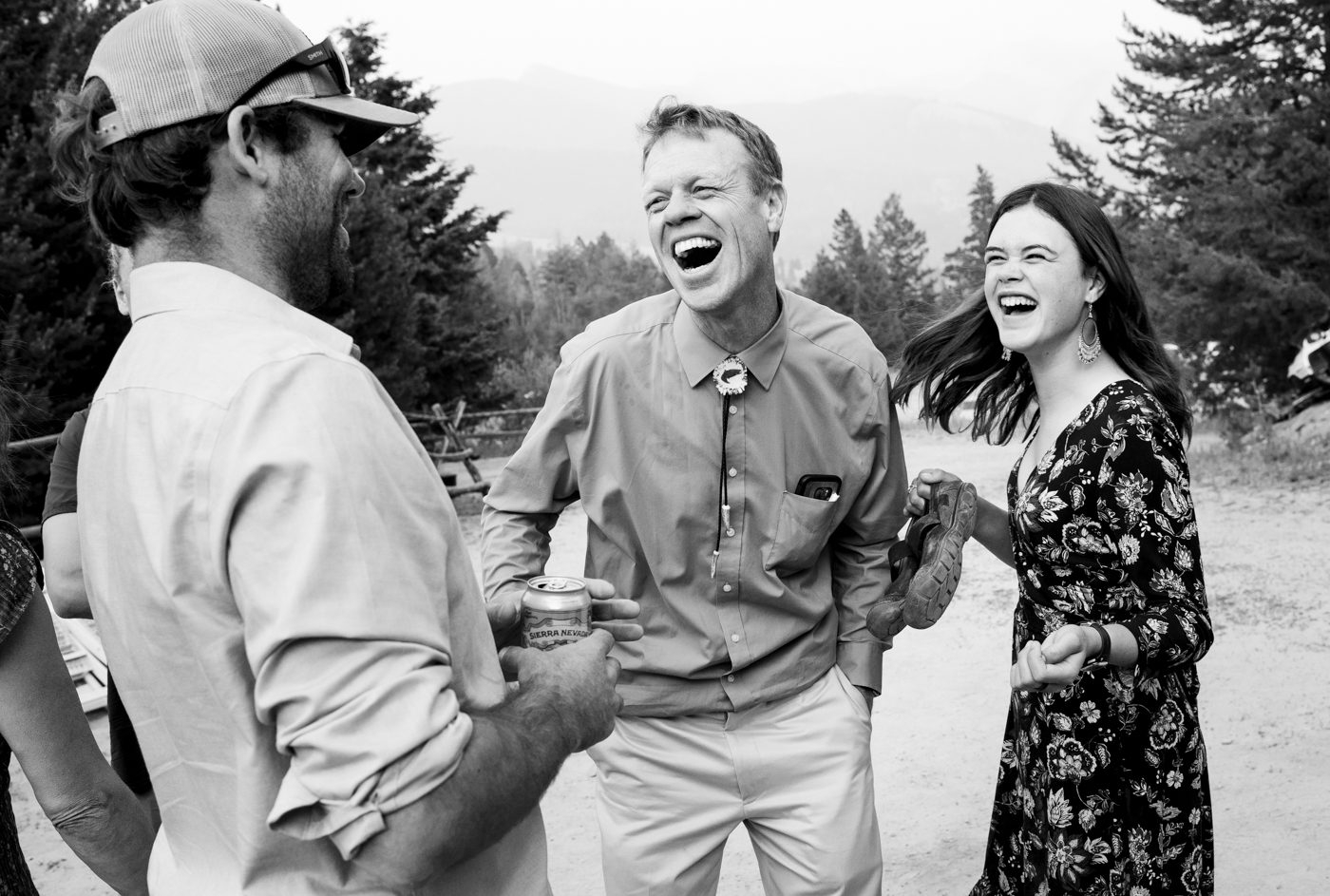 Laughing-officiant-at-Maverick-Mountain-Wedding