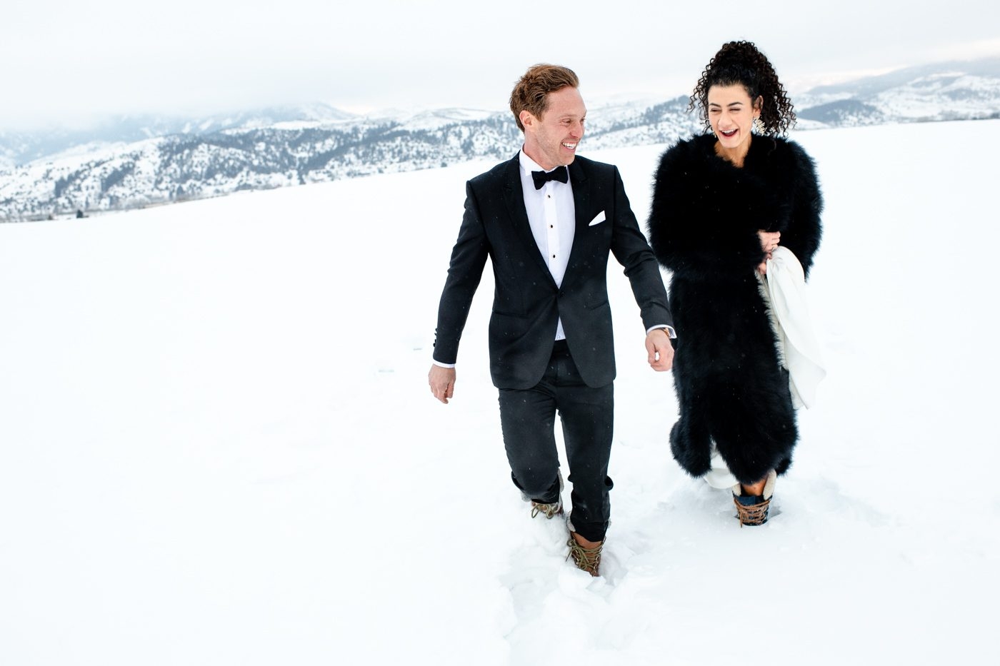 Wedding-Couple-in-Snow-Downtown-Bozeman