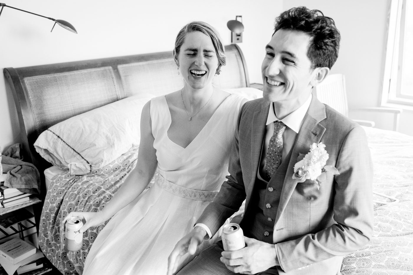 Wedding-couple-laugh-before-ceremony