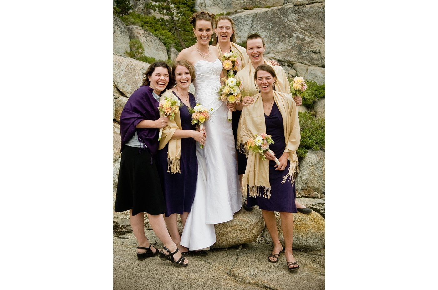 Bride-with-bridesmaids-The-HideOut-in-Kirkwood-California