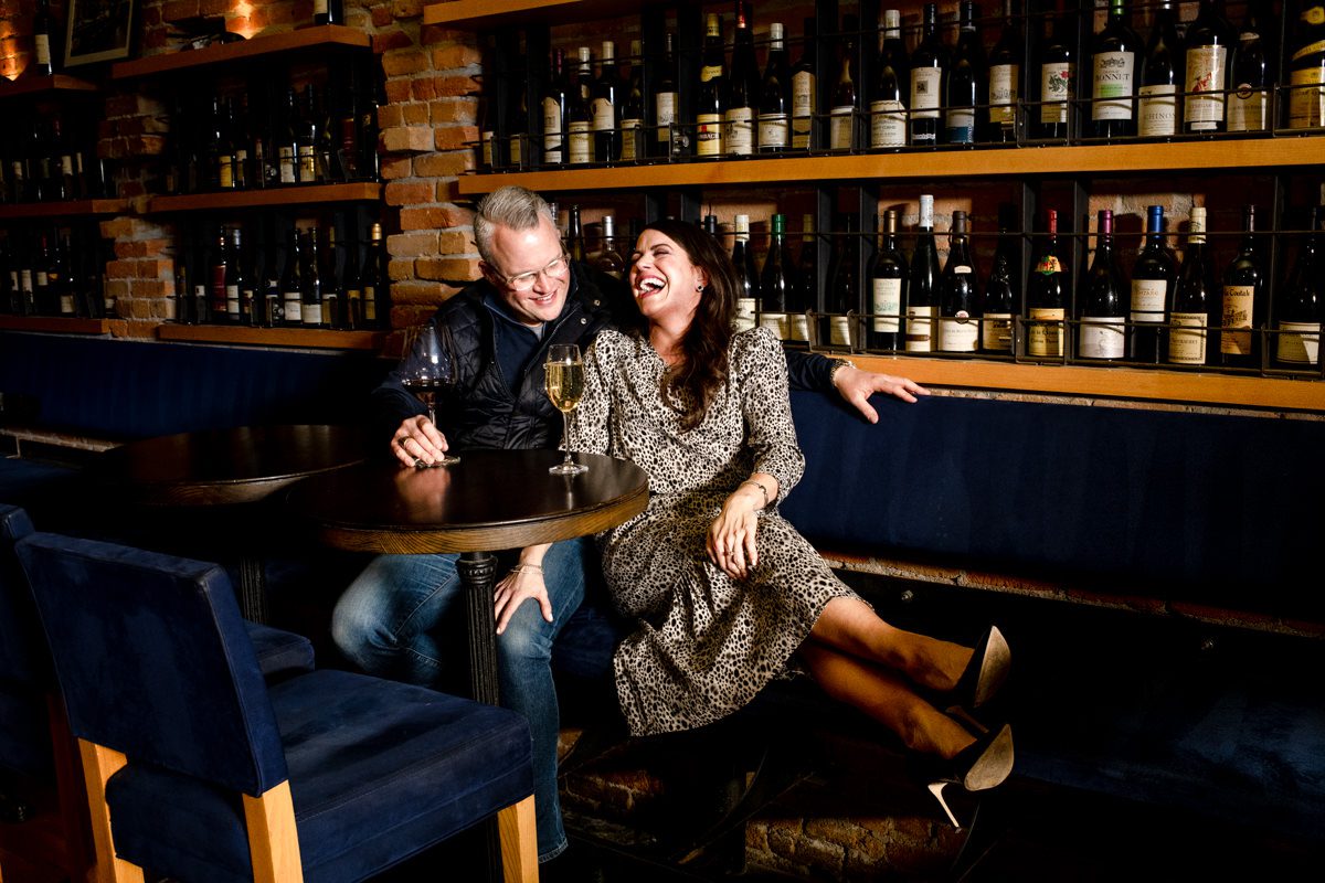 Engagement-Couples-Portrait-in-Plonk-wine-bar-Bozeman-Montana